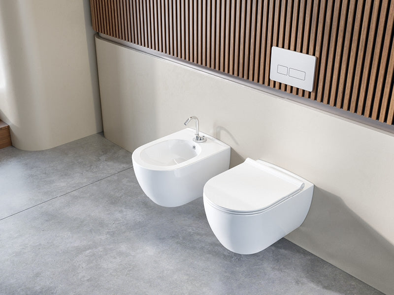 Wand-WC City Rimless mit integriertem Bidetanschluss (Kalt- & Warmwasser)