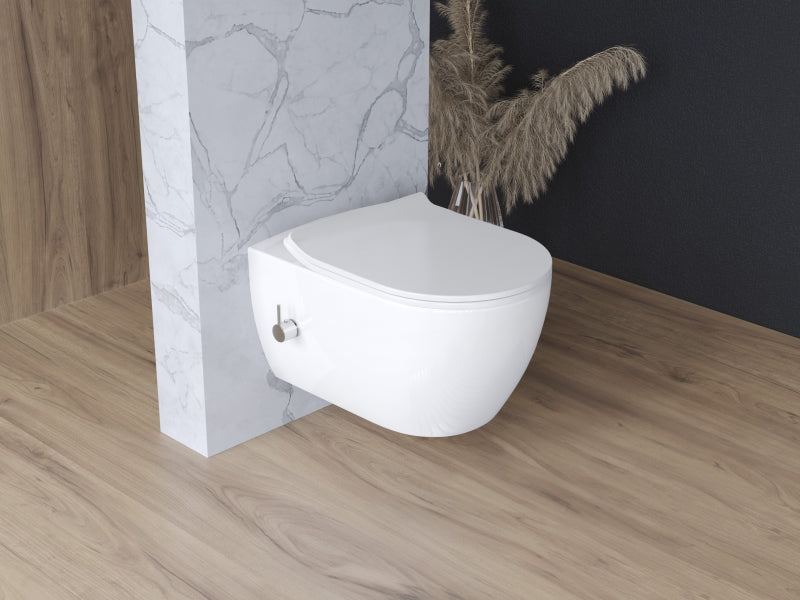 Wand-WC City Rimless mit integriertem Bidetanschluss (Kalt- & Warmwasser)