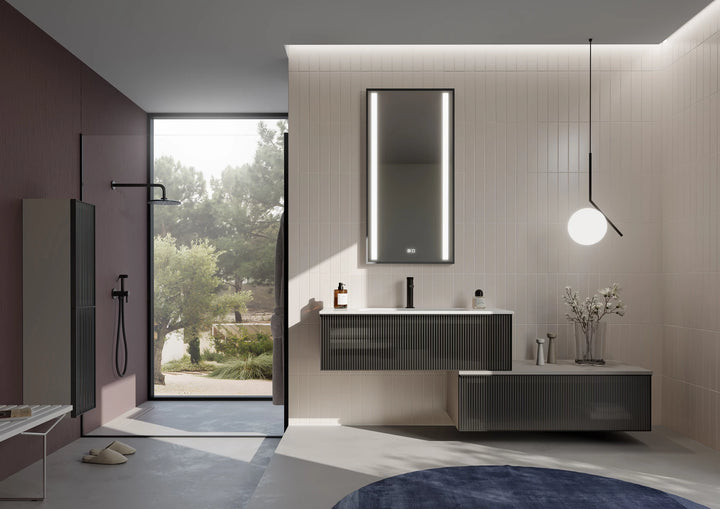 Urban Badmöbel Set 80–120 cm - Keramik Waschbecken - LED Spiegel | Sam Badelemente