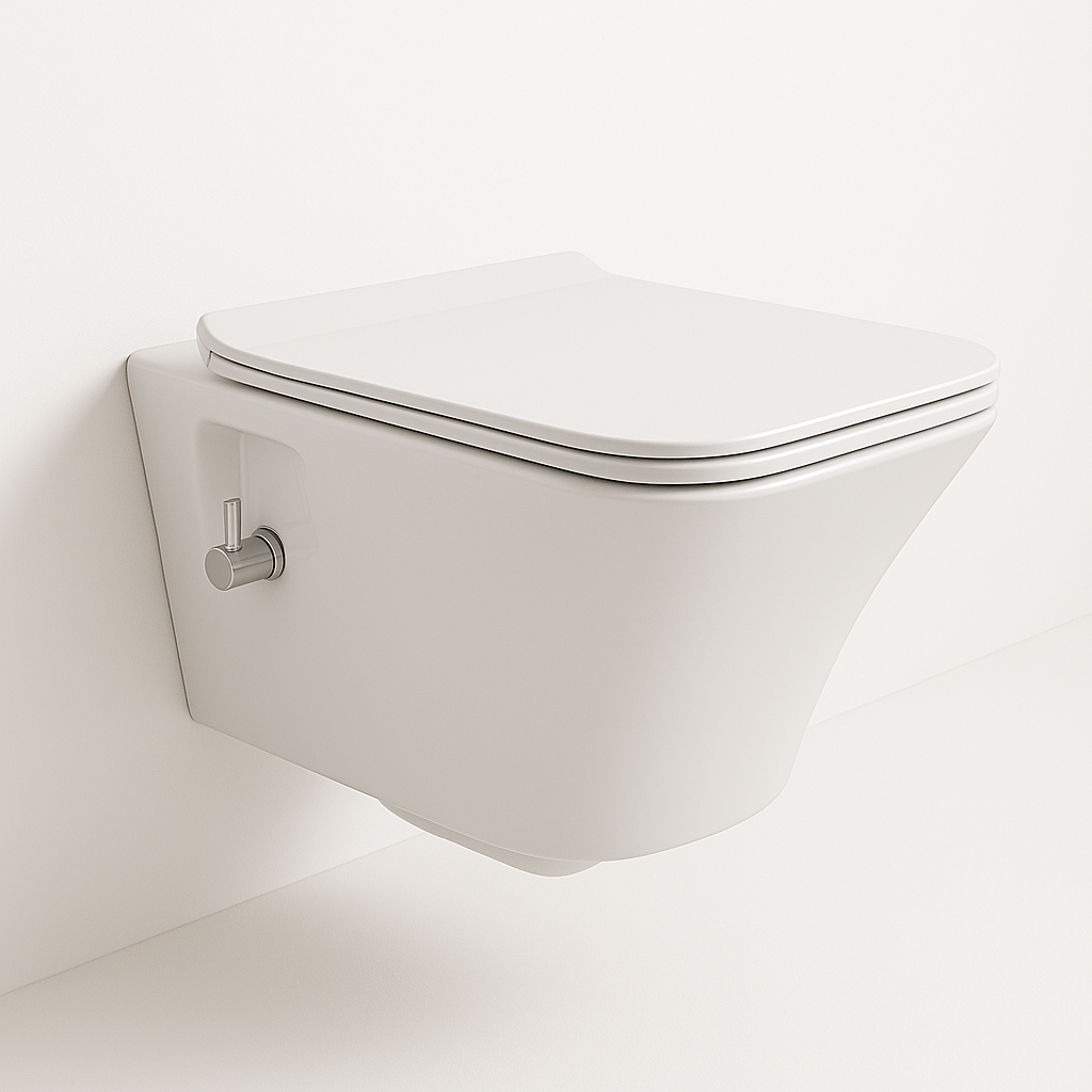 Wand-WC Ibiza Rimless mit integriertem Bidetanschluss (Kalt- & Warmwasser)