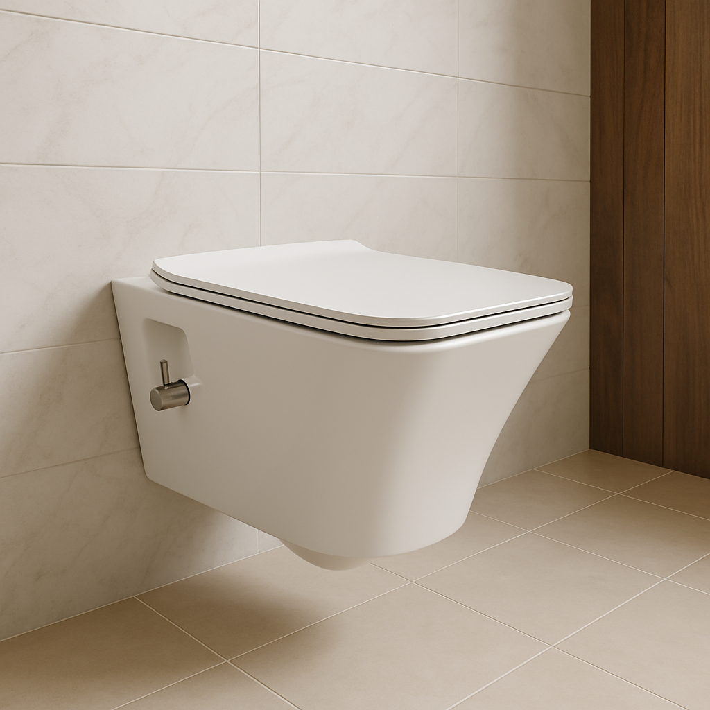 Wand-WC Ibiza Rimless mit integriertem Bidetanschluss (Kalt- & Warmwasser)