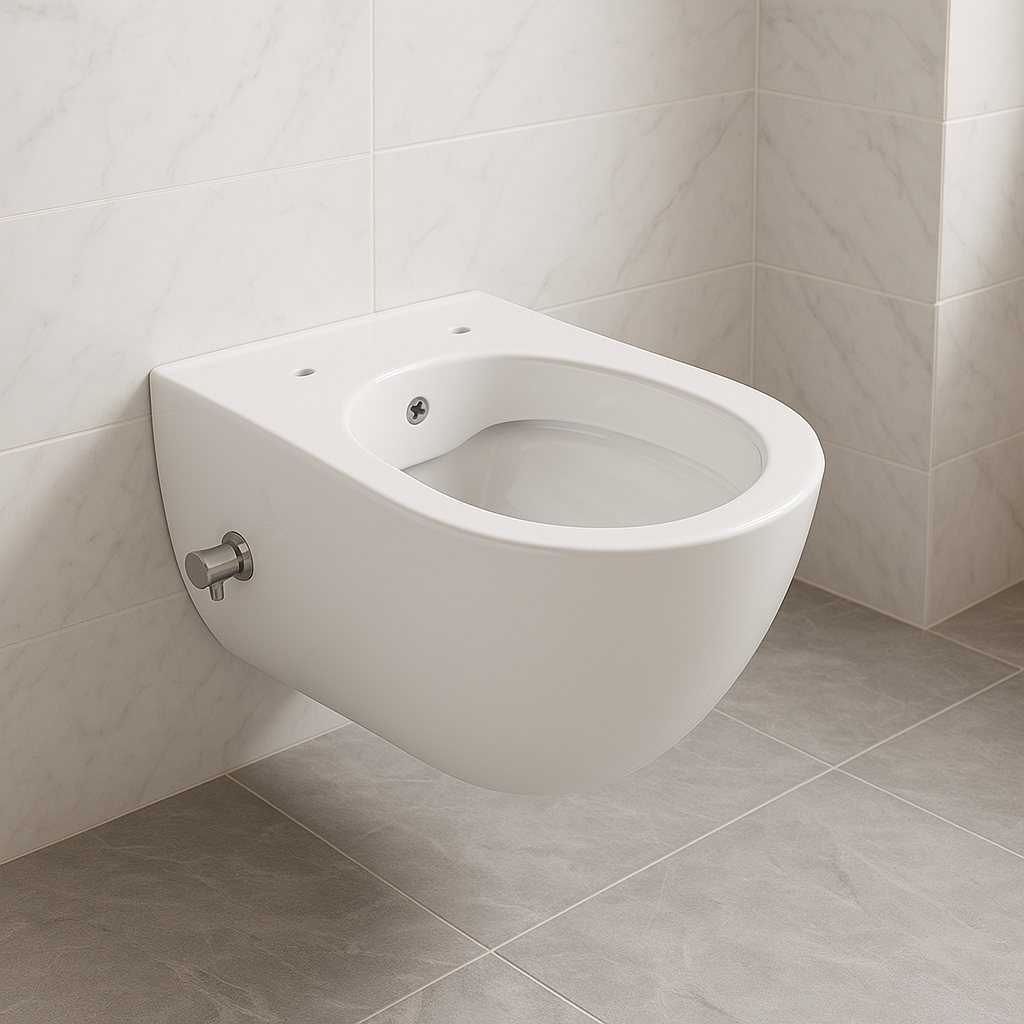 Wand-WC City Rimless mit integriertem Bidetanschluss (Kalt- & Warmwasser)